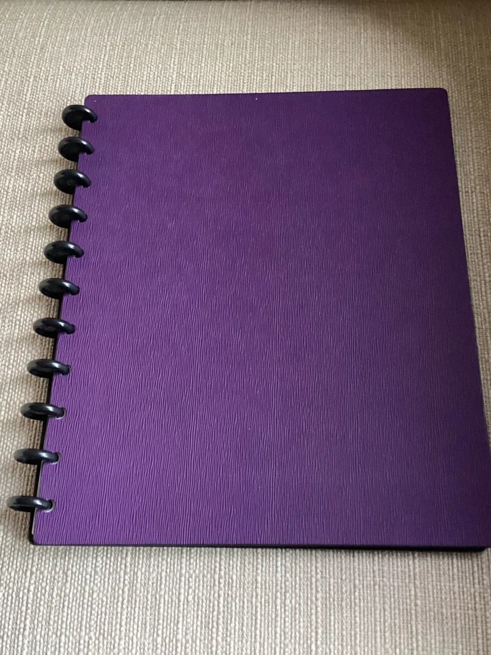 Levenger Sliver Circa Discbound Notebook Cover Textured Purple Letter & strap